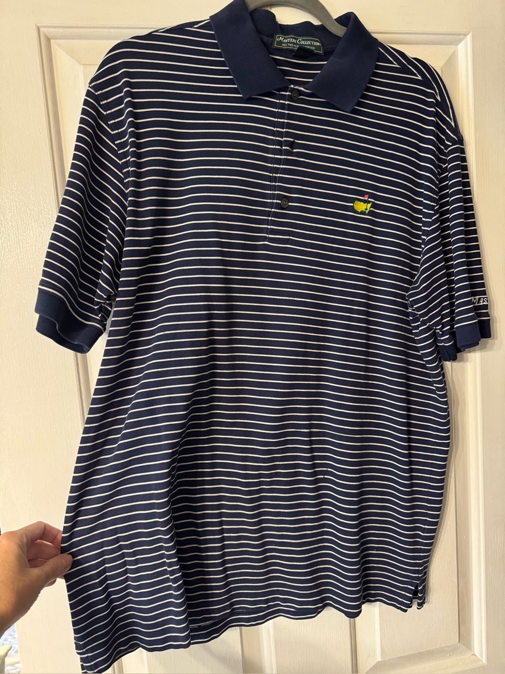 Masters Men's Navy Striped Polo Shirt
